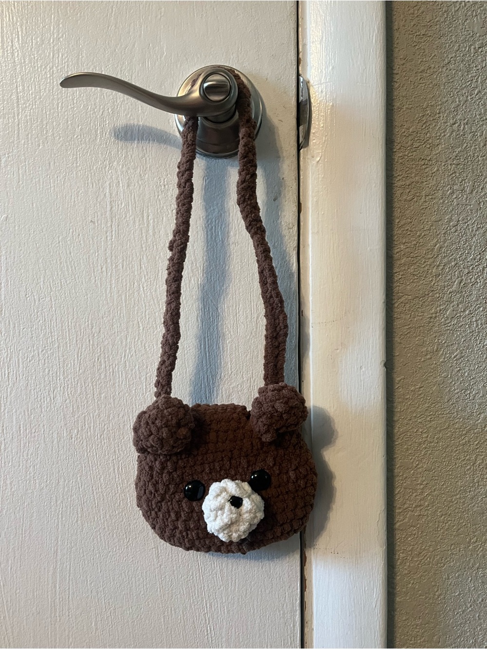 Handmade Brown Bear Crochet Crossbody Bag for Kids - Unbranded